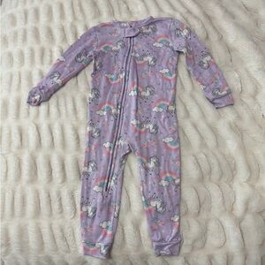 Whimsical Lavender Unicorn Kids Pajama Footies